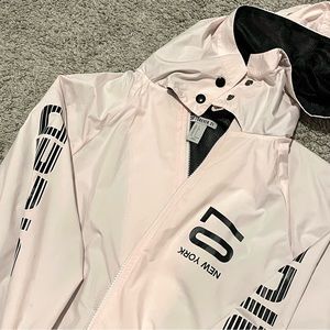 Forever 21 New York Hooded Windbreaker Unedited light pink jacket
